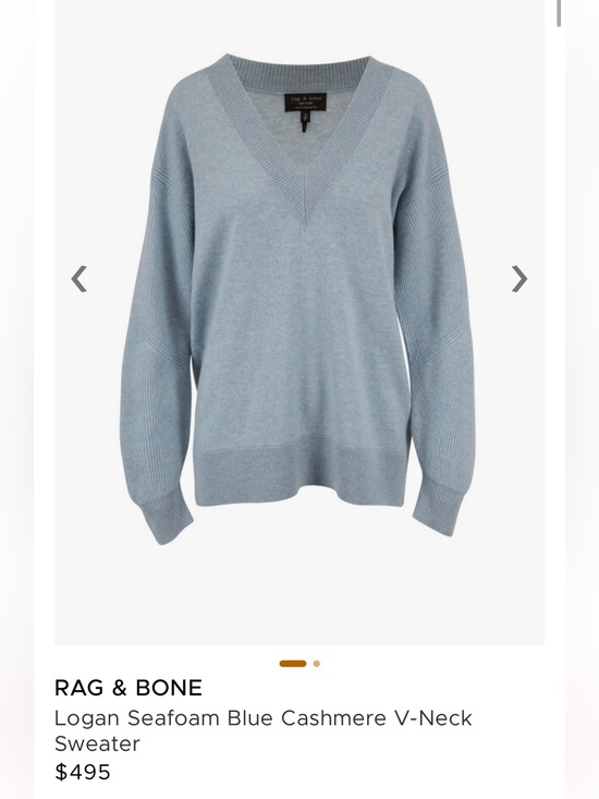 rag & bone Sweaters - Rag & Bone Logan 100% Cashmere V-Neck Sweater Seafoam Blue Oversized Size S